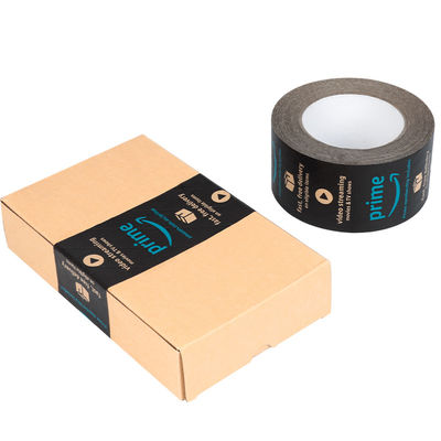 Logo personnalisé Emballage brun Acide activé fil gommé renforcé papier Kraft humide ruban adhésif rouleau pour l'emballage noir